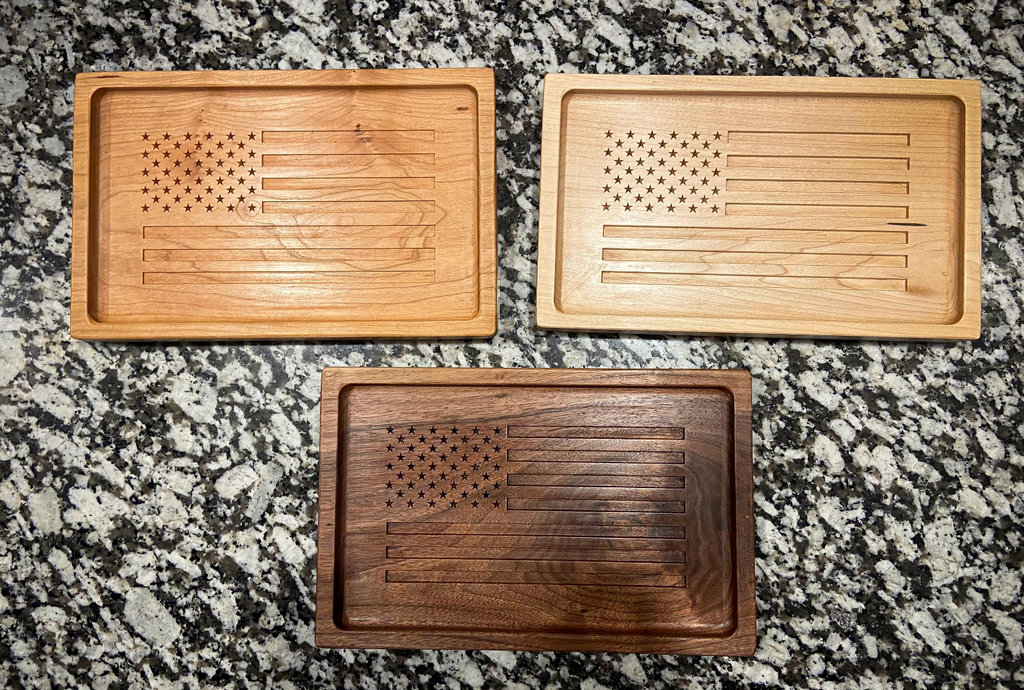 USA Flag Wooden Tray