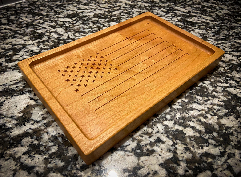 USA Flag Wooden Tray